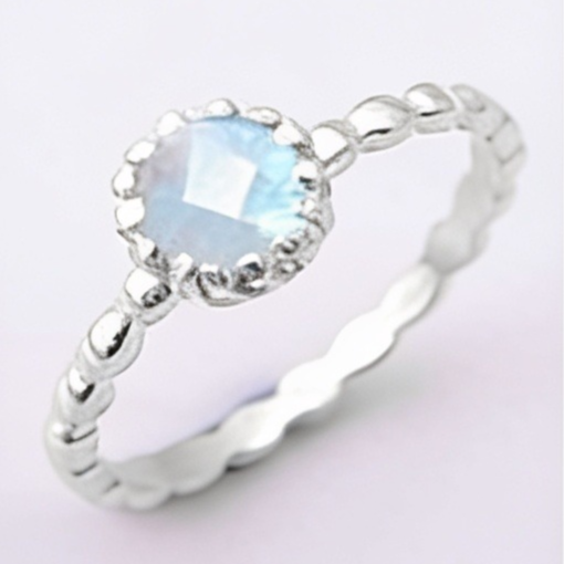 Round Gemstone Sterling Silver Ring