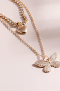 Classy double layer heart& butterfly  charming  necklace