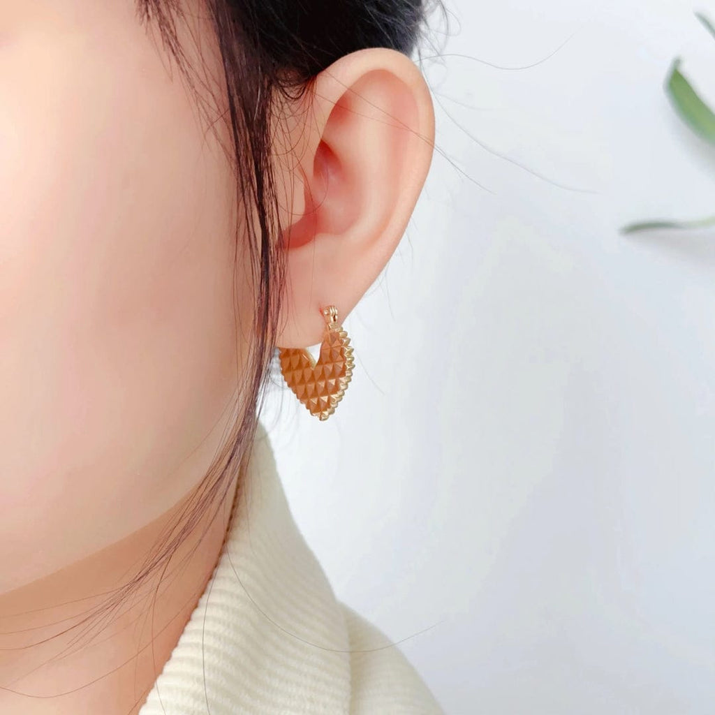 Stainless steel earrings Heart shape Anti tarnish and Anti Allergic 18 k gold plating