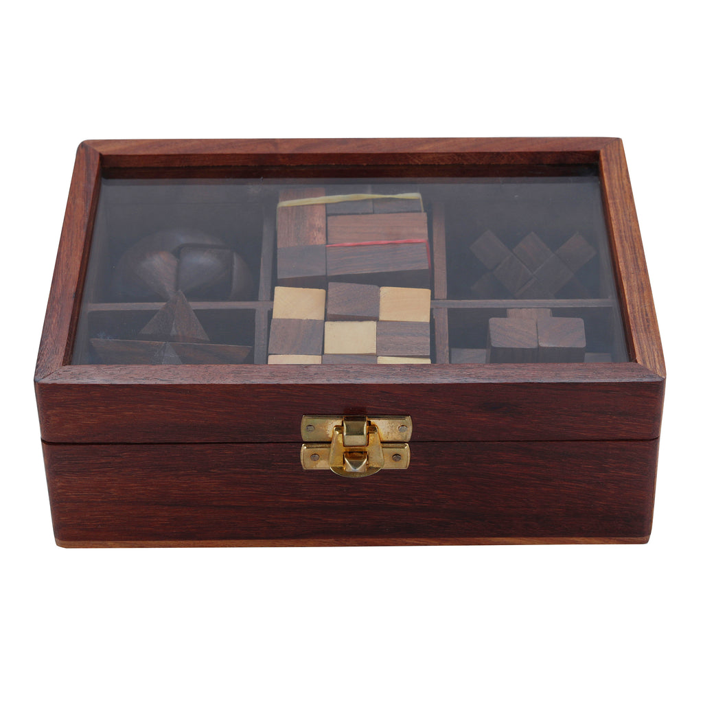 Wooden 3D Puzzle Six in One Game Set