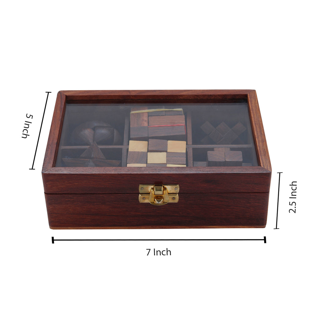 Wooden 3D Puzzle Six in One Game Set