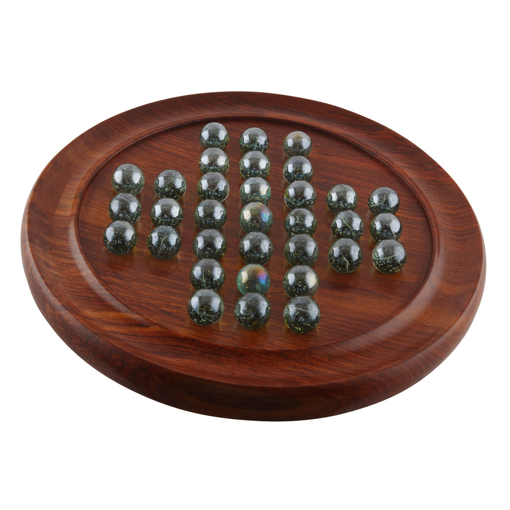 Solitaire Board Game with Glass Marbles 9"