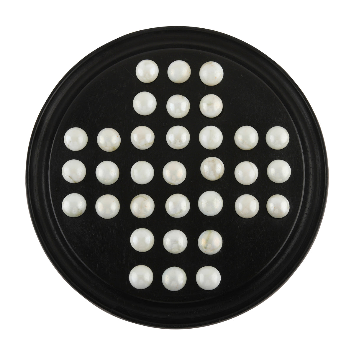 Solitaire Board Game with Glass Marbles 9"