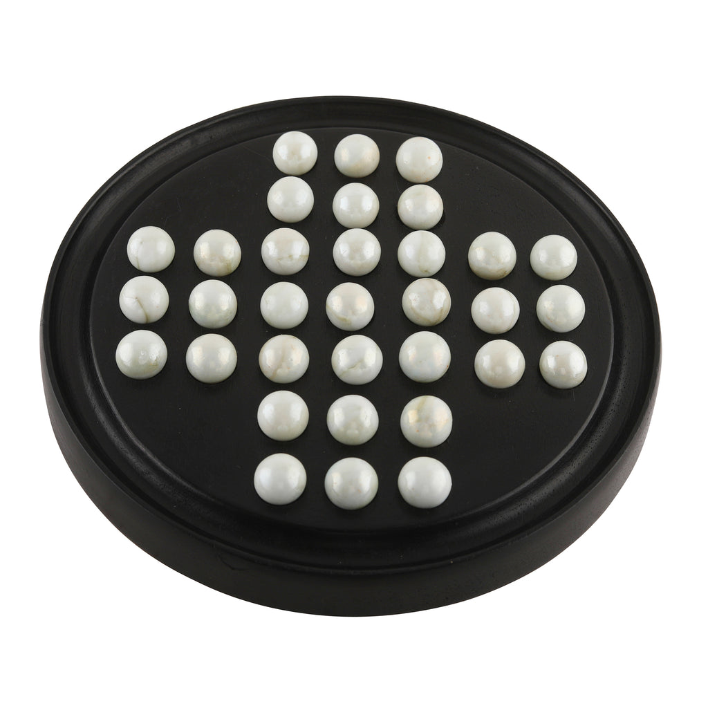 Solitaire Board Game with Glass Marbles 9"