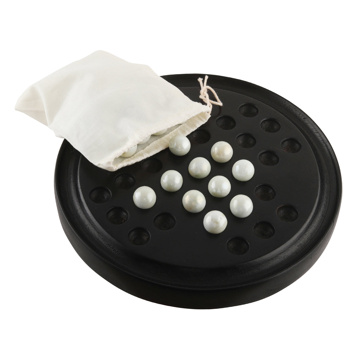 Solitaire Board Game with Glass Marbles 9"