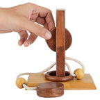 Handmade Wooden Rope and Loop Organic 3D Brain Teaser Puzzle Thread
