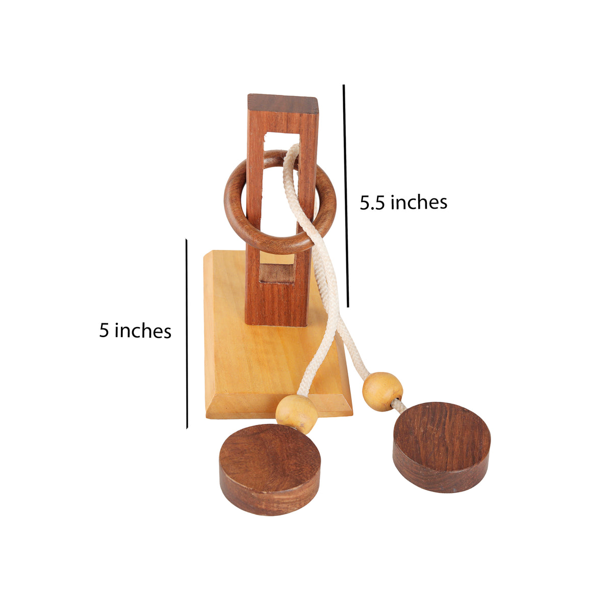 Handmade Wooden Rope and Loop Organic 3D Brain Teaser Puzzle Thread