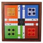 Handmade Wooden Classic 2 in 1 Magnetic Ludo Snakes and Ladders Set