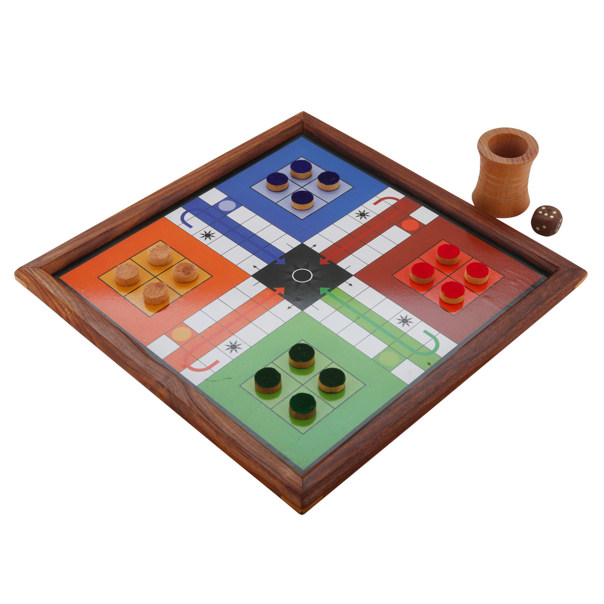 Handmade Wooden Classic 2 in 1 Magnetic Ludo Snakes and Ladders Set