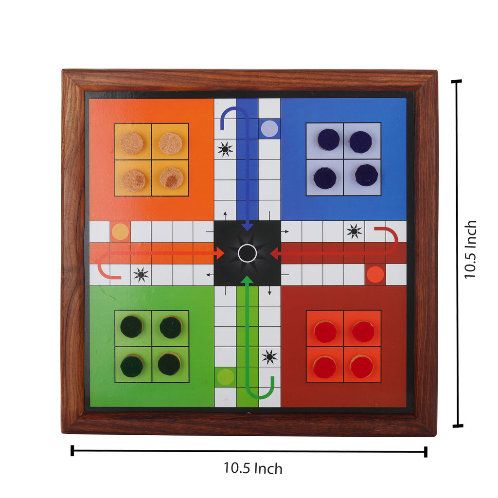Handmade Wooden Classic 2 in 1 Magnetic Ludo Snakes and Ladders Set