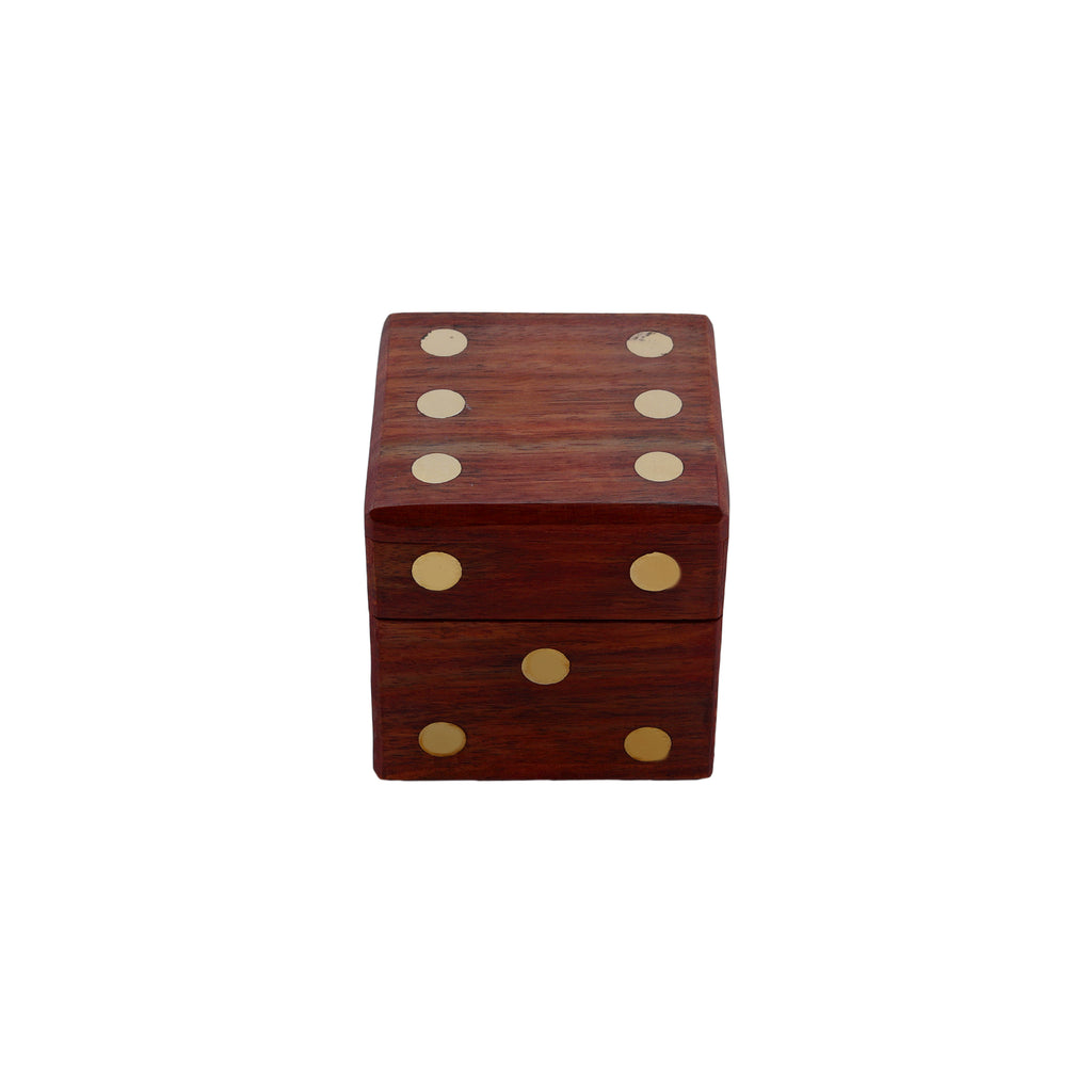 Handcrafted Box and 5 Dice Set Paperweight Puzzles Wooden Toys and Games