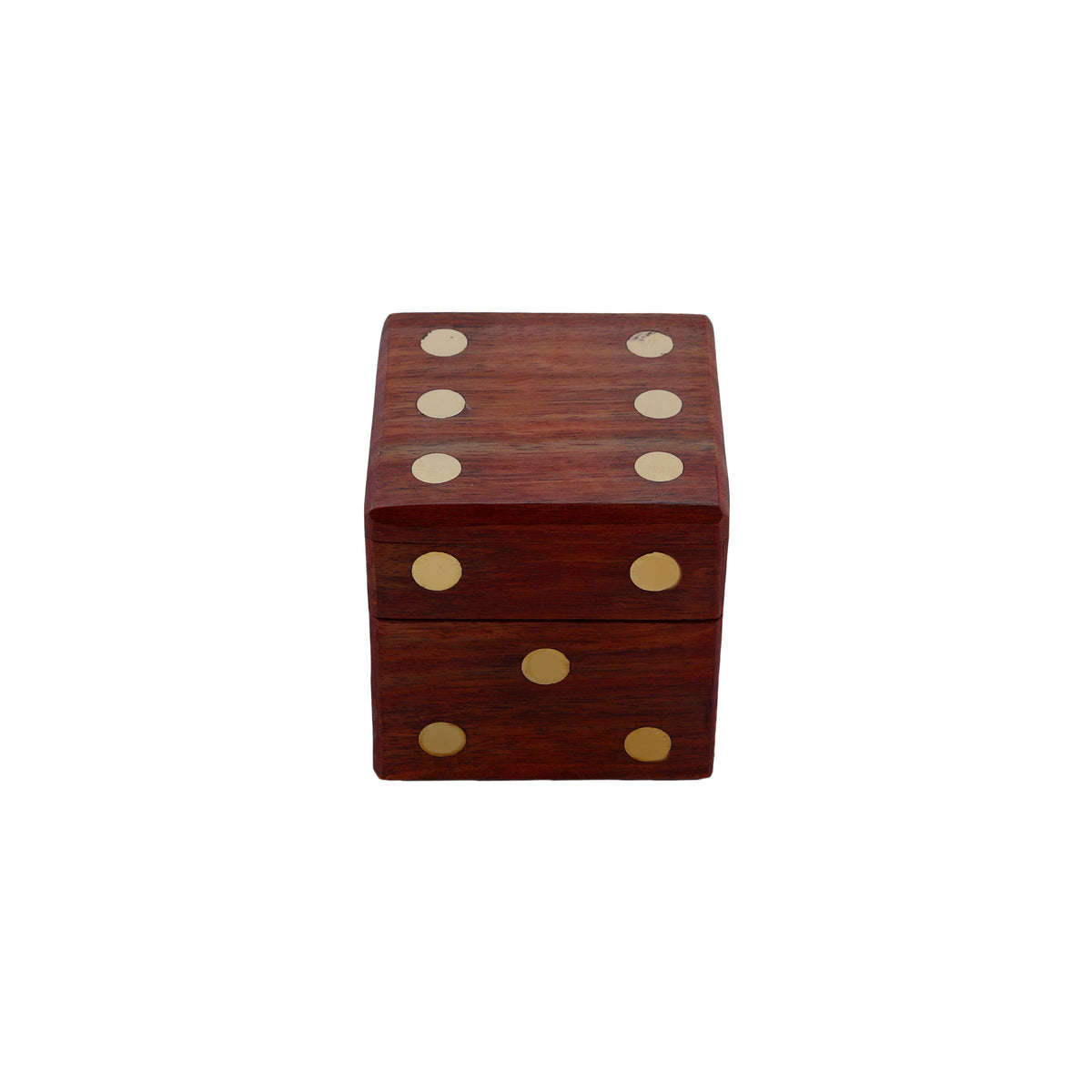 Handcrafted Box and 5 Dice Set Paperweight Puzzles Wooden Toys and Games