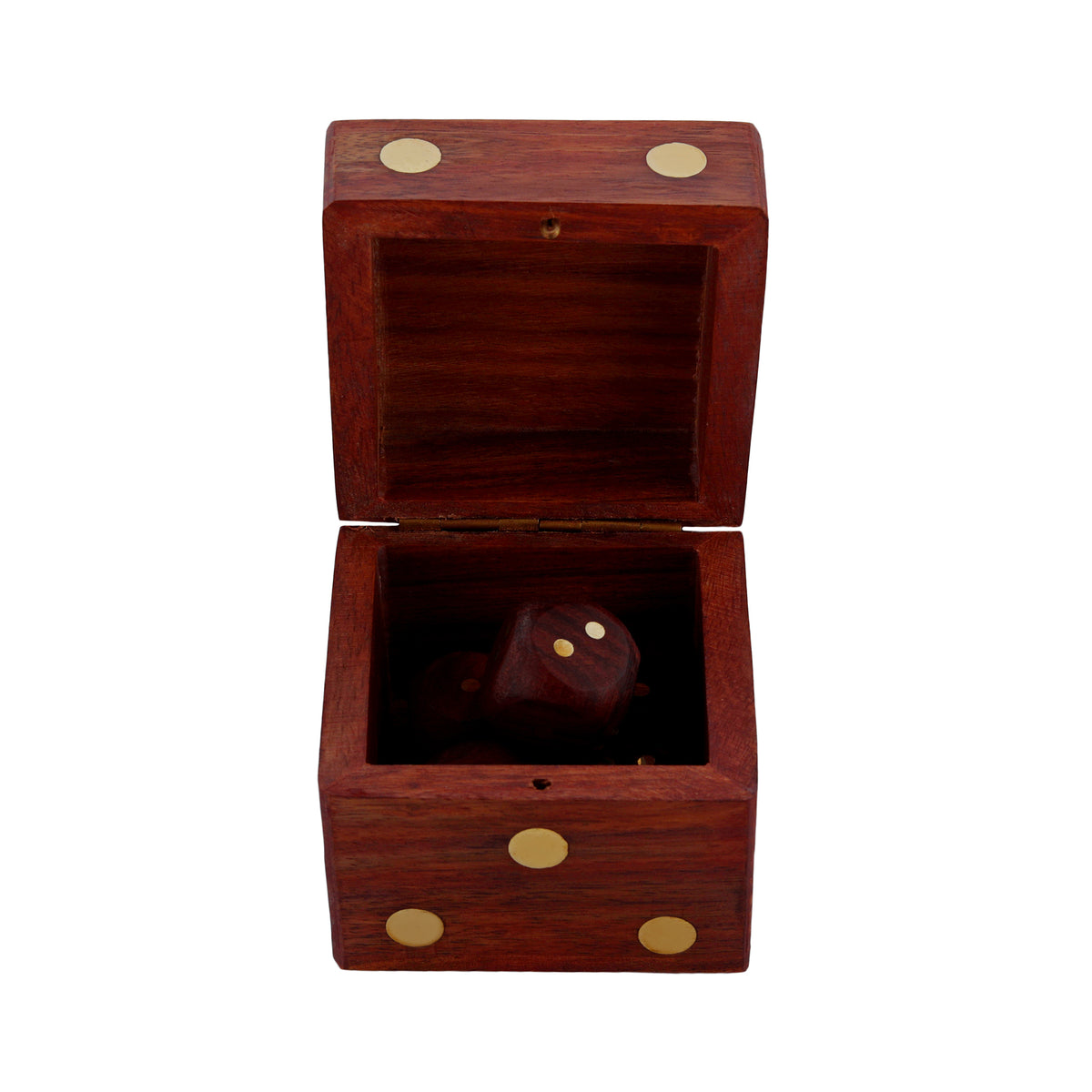 Handcrafted Box and 5 Dice Set Paperweight Puzzles Wooden Toys and Games