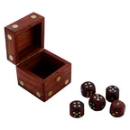 Handcrafted Box and 5 Dice Set Paperweight Puzzles Wooden Toys and Games