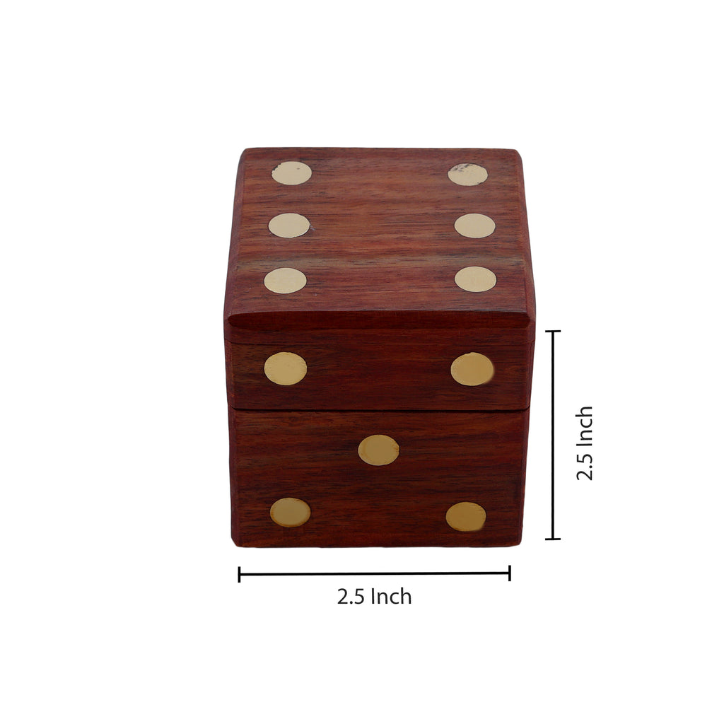 Handcrafted Box and 5 Dice Set Paperweight Puzzles Wooden Toys and Games