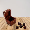 Handcrafted Box and 5 Dice Set Paperweight Puzzles Wooden Toys and Games