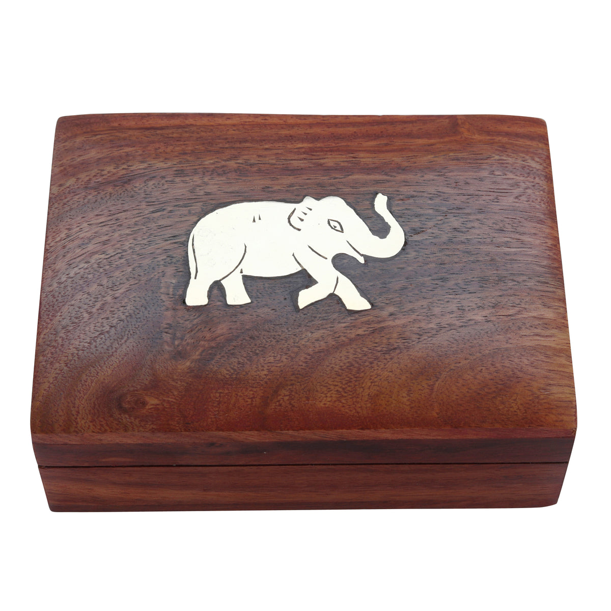 Playing Card Rosewood Deck Case Holder Box Elephant Design Free Cards