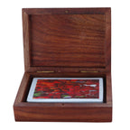 Playing Card Rosewood Deck Case Holder Box Elephant Design Free Cards