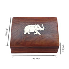 Playing Card Rosewood Deck Case Holder Box Elephant Design Free Cards