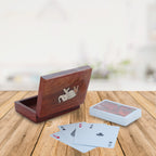 Playing Card Rosewood Deck Case Holder Box Elephant Design Free Cards