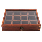 Sheesham Wood 12 Containers Spice Box with Spoon - Wooden Masala Box Set
