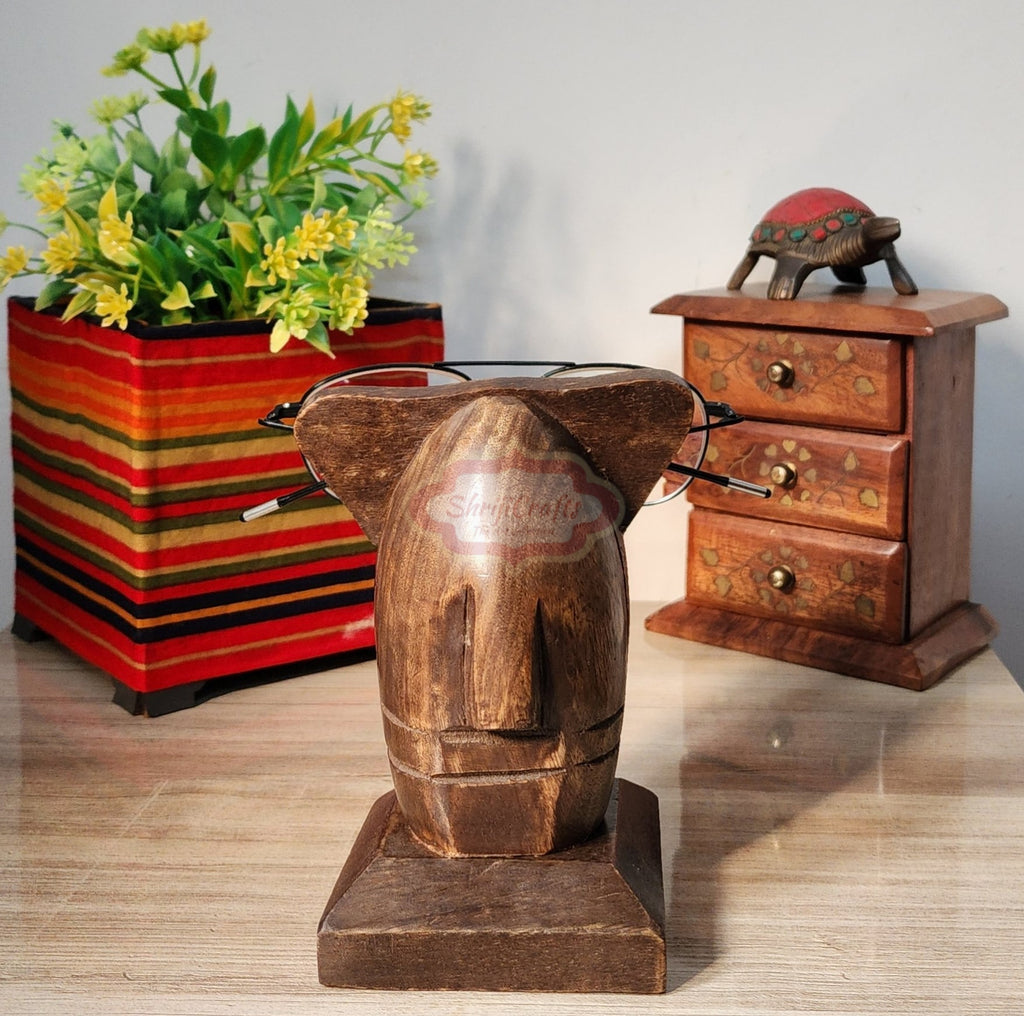 Elephant Lovers Gifts Wooden Spectacle Holder Table Organiser Stand for Men & Women