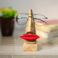 Handmade Wooden Nose Shaped Eyeglass Spectacle Holder Display Stand Home Decorative Red Lips