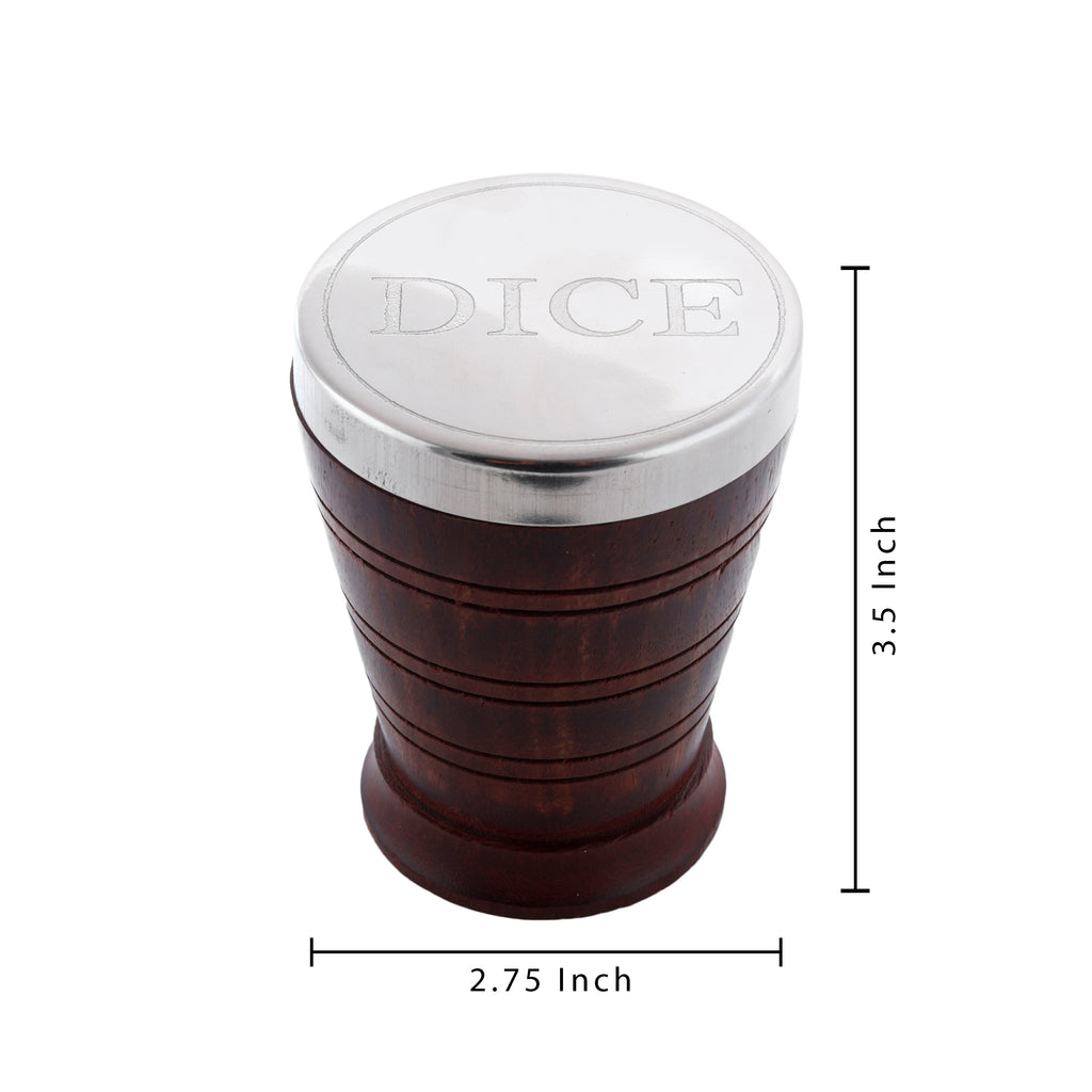Handmade Wooden Dice Shaker Set with Five Wooden Dice