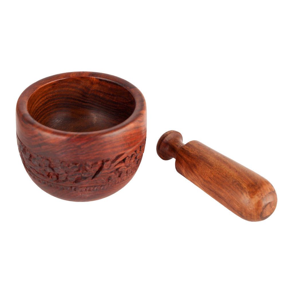 WOODEN MORTAR AND PESTLE