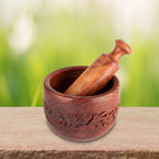 WOODEN MORTAR AND PESTLE