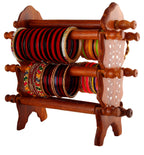 Handmade Sheesham Wood 8 Rods with 6 Holding Wooden Rods Bangle Holder Stand 13.5 x 3.5 x 12 Inches - Brown