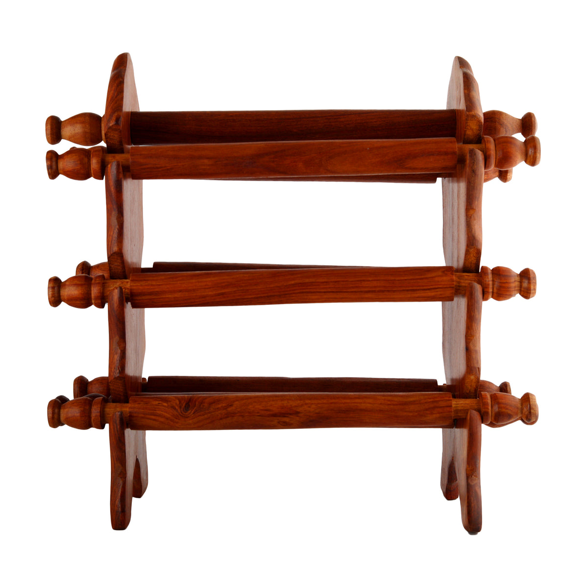 Handmade Sheesham Wood 8 Rods with 6 Holding Wooden Rods Bangle Holder Stand 13.5 x 3.5 x 12 Inches - Brown