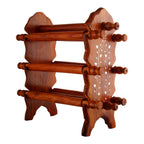 Handmade Sheesham Wood 8 Rods with 6 Holding Wooden Rods Bangle Holder Stand 13.5 x 3.5 x 12 Inches - Brown