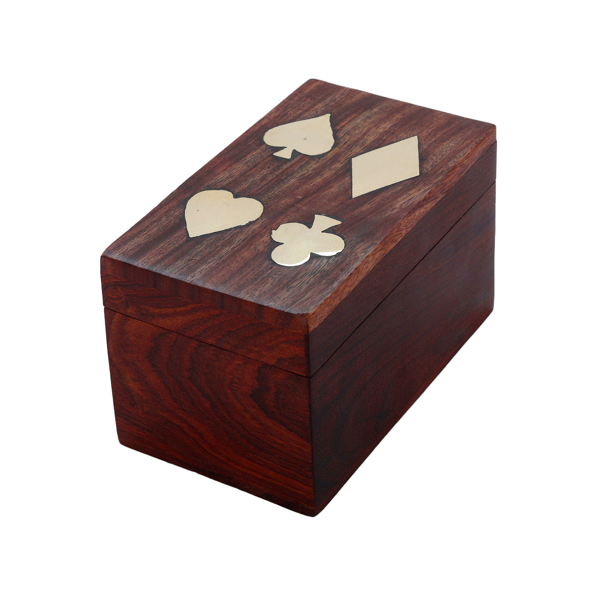 Playing Cards Set of 2 in Handmade Wooden Storage Box Case Holder in Antique Design