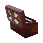 Playing Cards Set of 2 in Handmade Wooden Storage Box Case Holder in Antique Design
