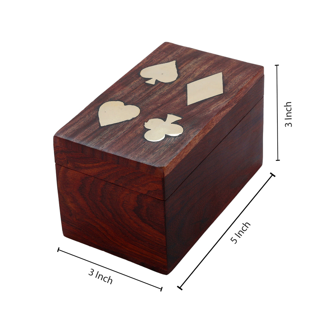 Playing Cards Set of 2 in Handmade Wooden Storage Box Case Holder in Antique Design