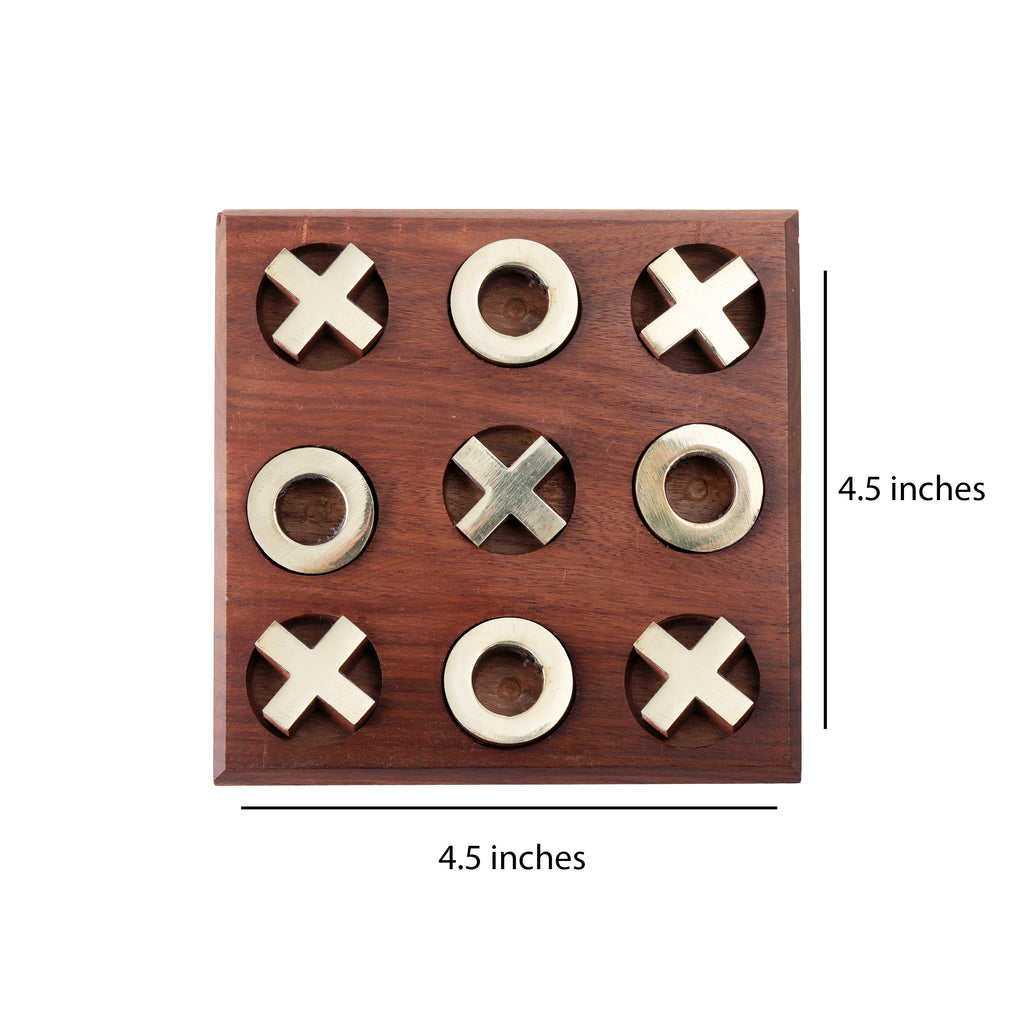 Wooden Tic Tac Toe Board Game Metal Naughts & Crosses