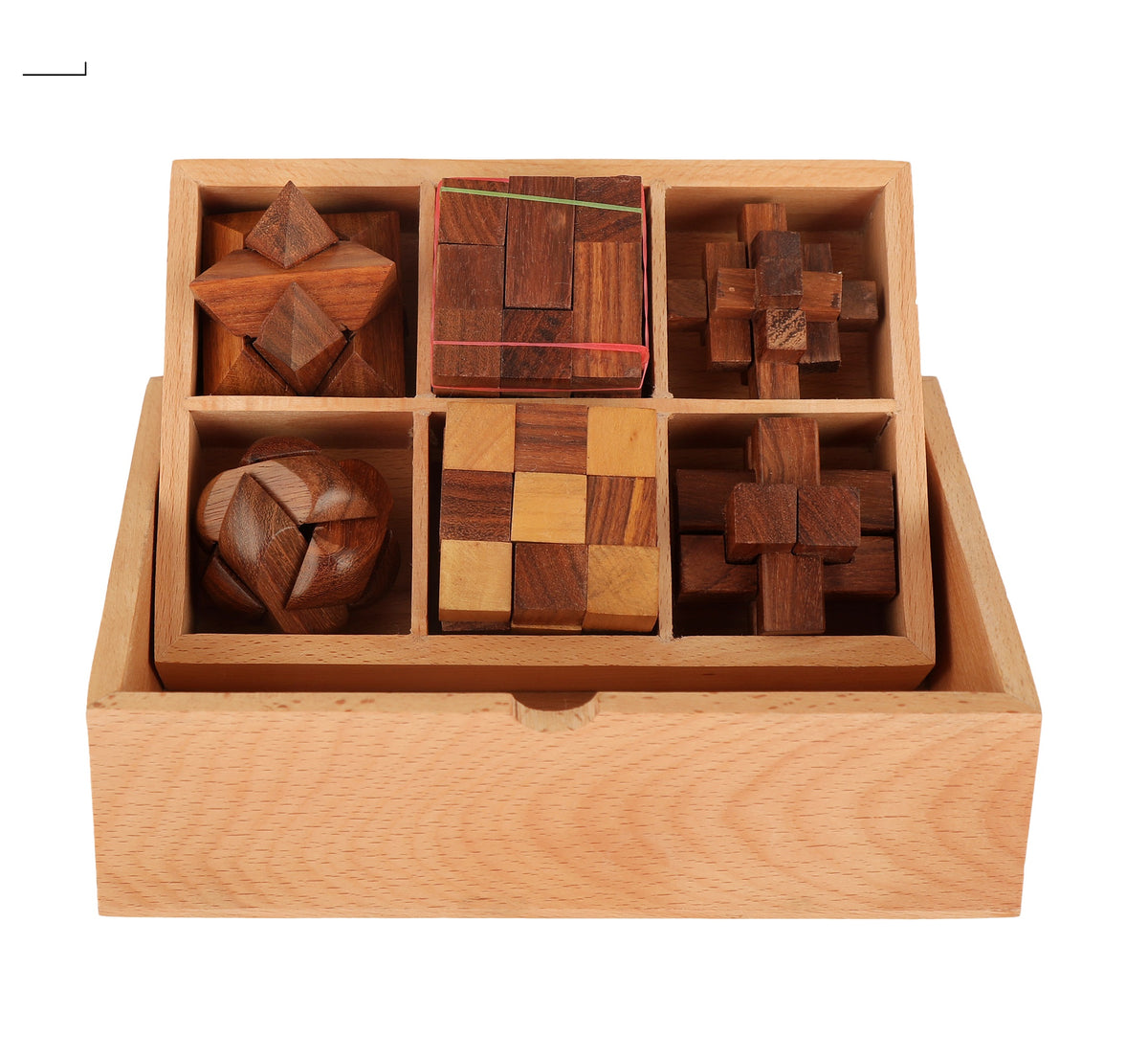The Explorer STEM Brain Teaser Puzzle Set, 6 Wooden Mechanical Puzzles