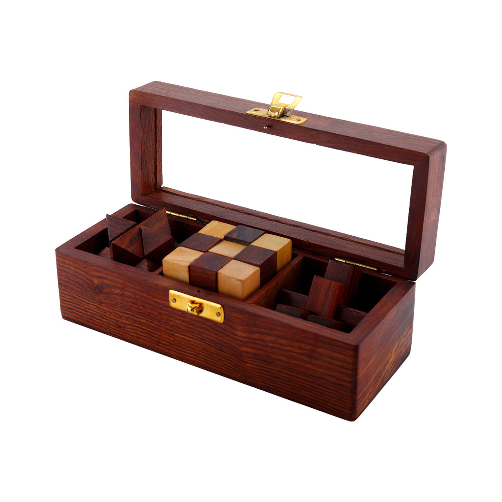 Wooden 3D Puzzles Game 3-in-1 Soma Cube/Interlocking Block/Snake Cube Game