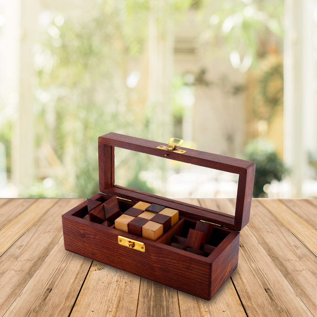 Wooden 3D Puzzles Game 3-in-1 Soma Cube/Interlocking Block/Snake Cube Game