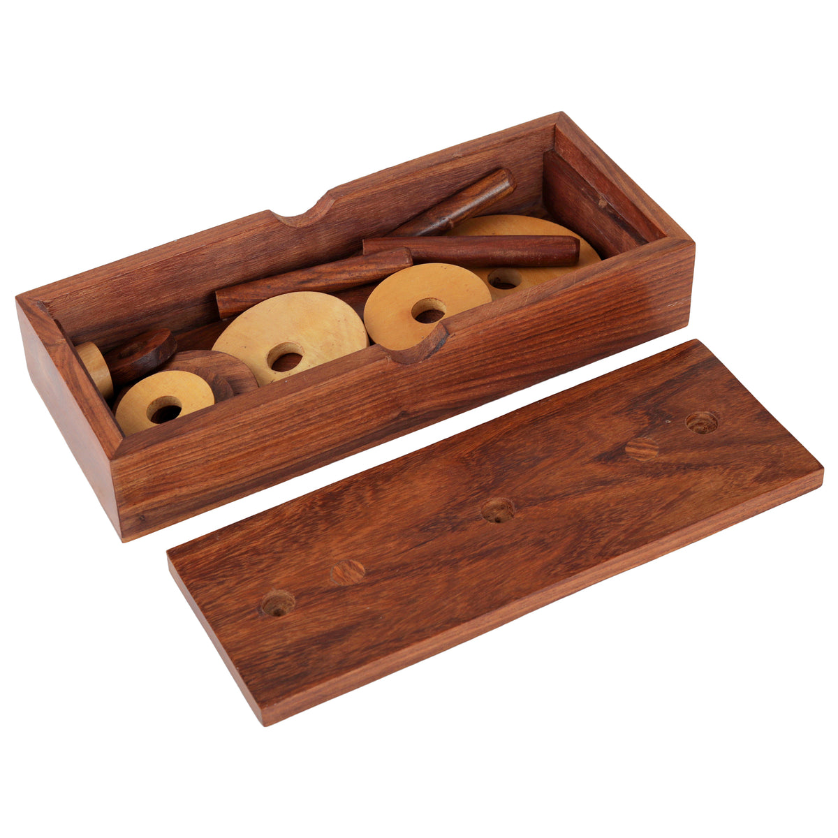 Handmade Wooden 9-Loops Tower of Hanoi Puzzle Game