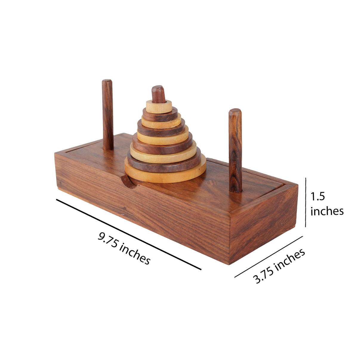 Handmade Wooden 9-Loops Tower of Hanoi Puzzle Game