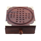 Handmade Indian Wooden Solitaire Board Game with Metal Steel Balls