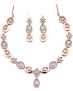Rose Gold Geometric Oval Set