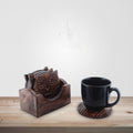 Wooden Crafted Coaster Set Of 6 With Coasters Holder (Owl Shape)