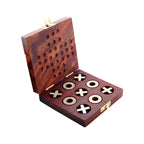 Wooden Tic Tac Toe and Solitaire Board Game Noughts and Crosses Tic Tac Toe Solitaire 2-in-1 Travel Board Game