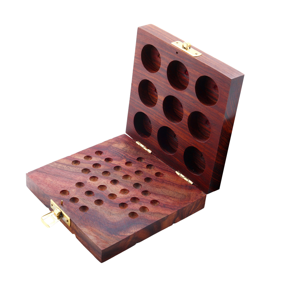 Wooden Tic Tac Toe and Solitaire Board Game Noughts and Crosses Tic Tac Toe Solitaire 2-in-1 Travel Board Game