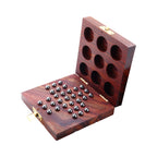 Wooden Tic Tac Toe and Solitaire Board Game Noughts and Crosses Tic Tac Toe Solitaire 2-in-1 Travel Board Game