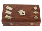 Wooden Playing Card Box with 5 Dice & 28 Dominoes Tiles Game Set Deck Pack Case Holder Storage Accessories Organizer with Playing Card
