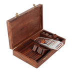 Wooden Playing Card Box with 5 Dice & 28 Dominoes Tiles Game Set Deck Pack Case Holder Storage Accessories Organizer with Playing Card